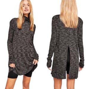 Free People Stonecold Ribbed Turtleneck Tunic Top, Split Back, Women's Small